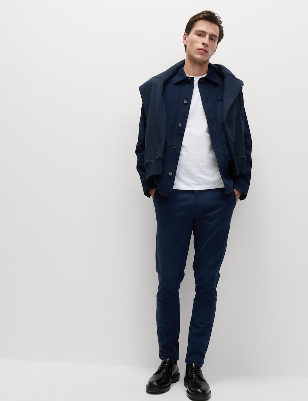 Marks & Spencer M&S Skinny Fit Stretch Chinos Dark Marine - 1