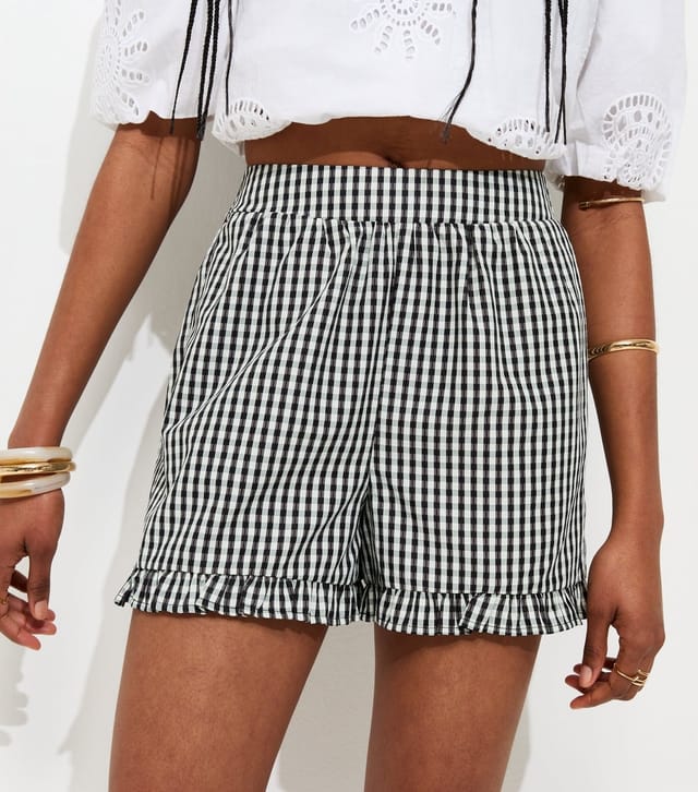 New Look Women's Black Gingham Frill Shorts New Look - 3