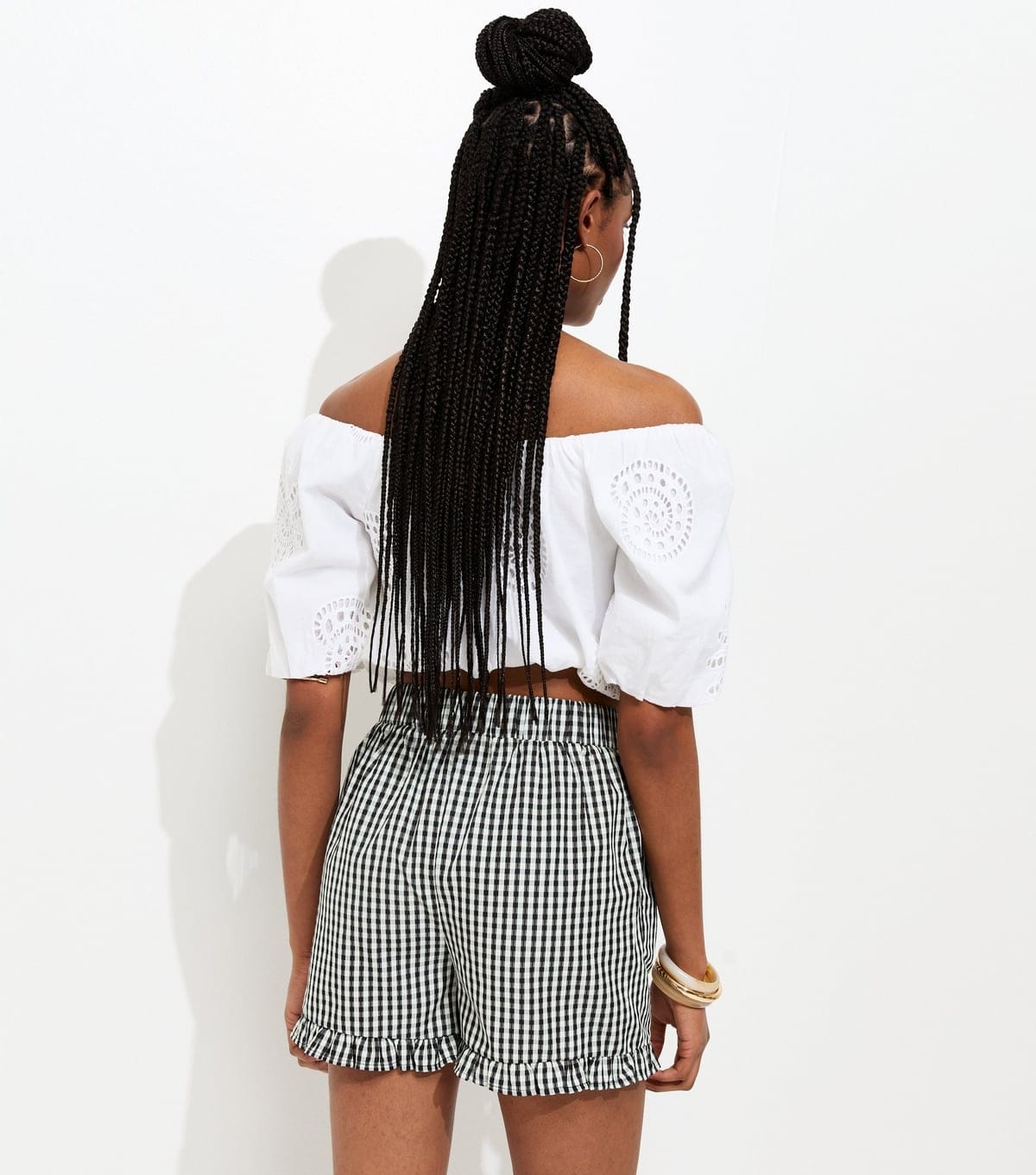 New Look Women's Black Gingham Frill Shorts New Look - 4