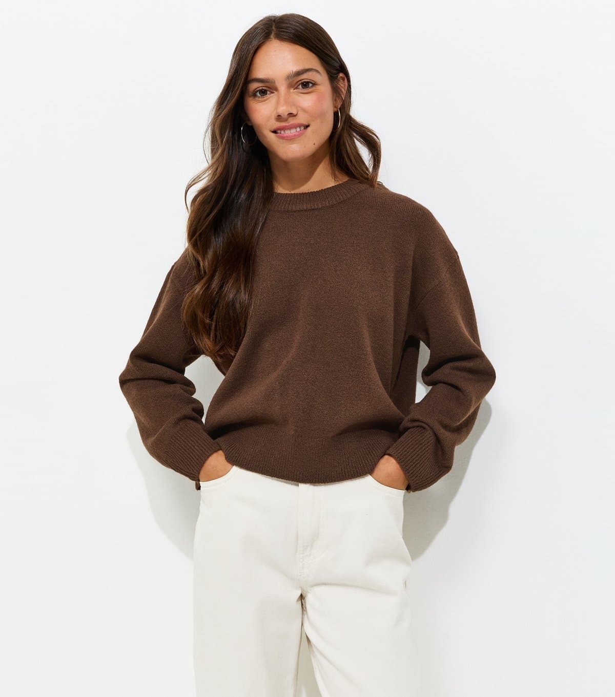 New Look Women's Petite Brown Midweight Crew Neck Jumper New Look