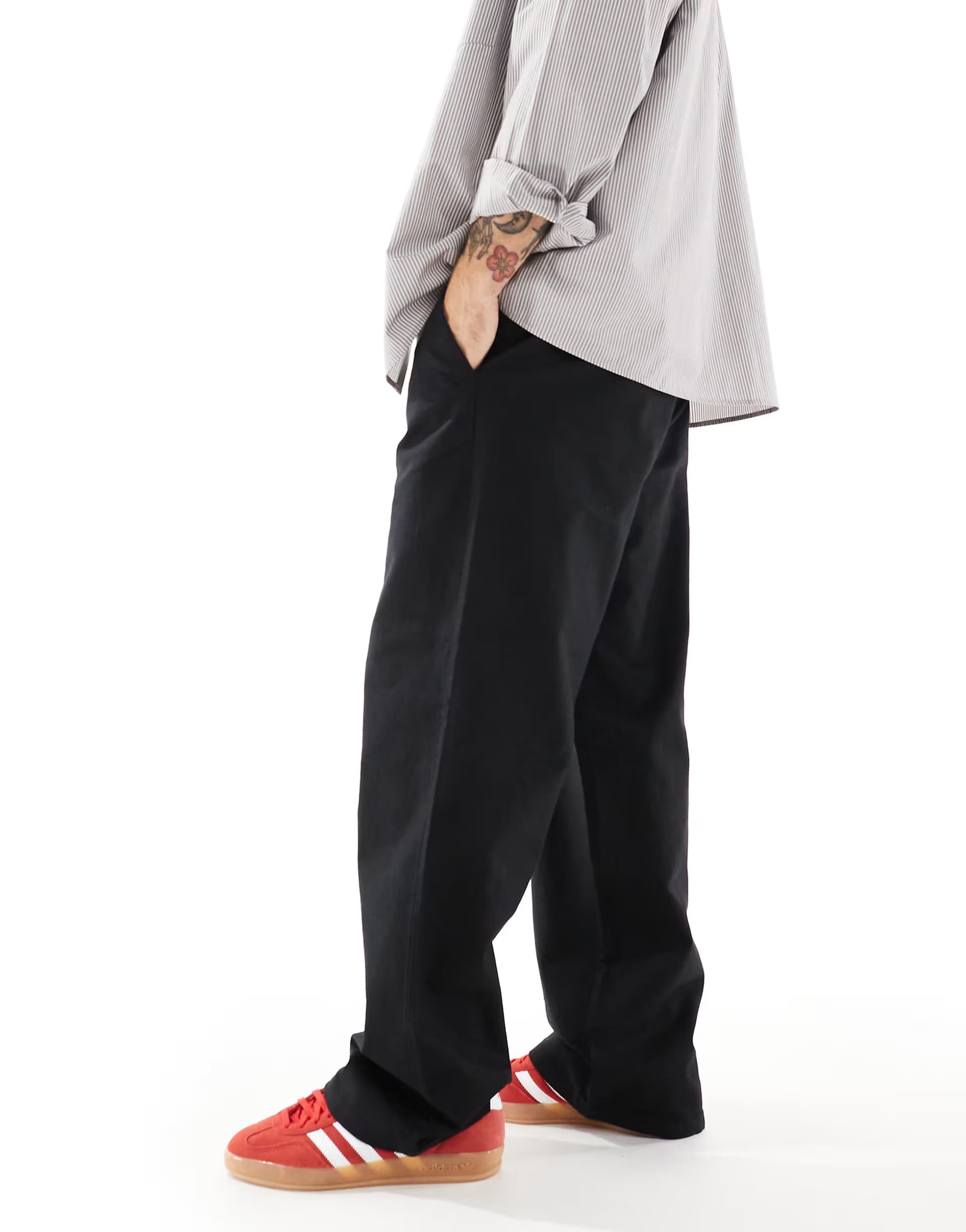 ASOS ONLY & SONS baggy fit linen trousers in black