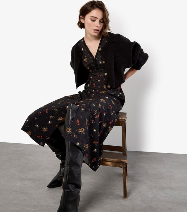 Apricot Women's Black Floral Heart Print Ditsy Dress Apricot New Look - 2