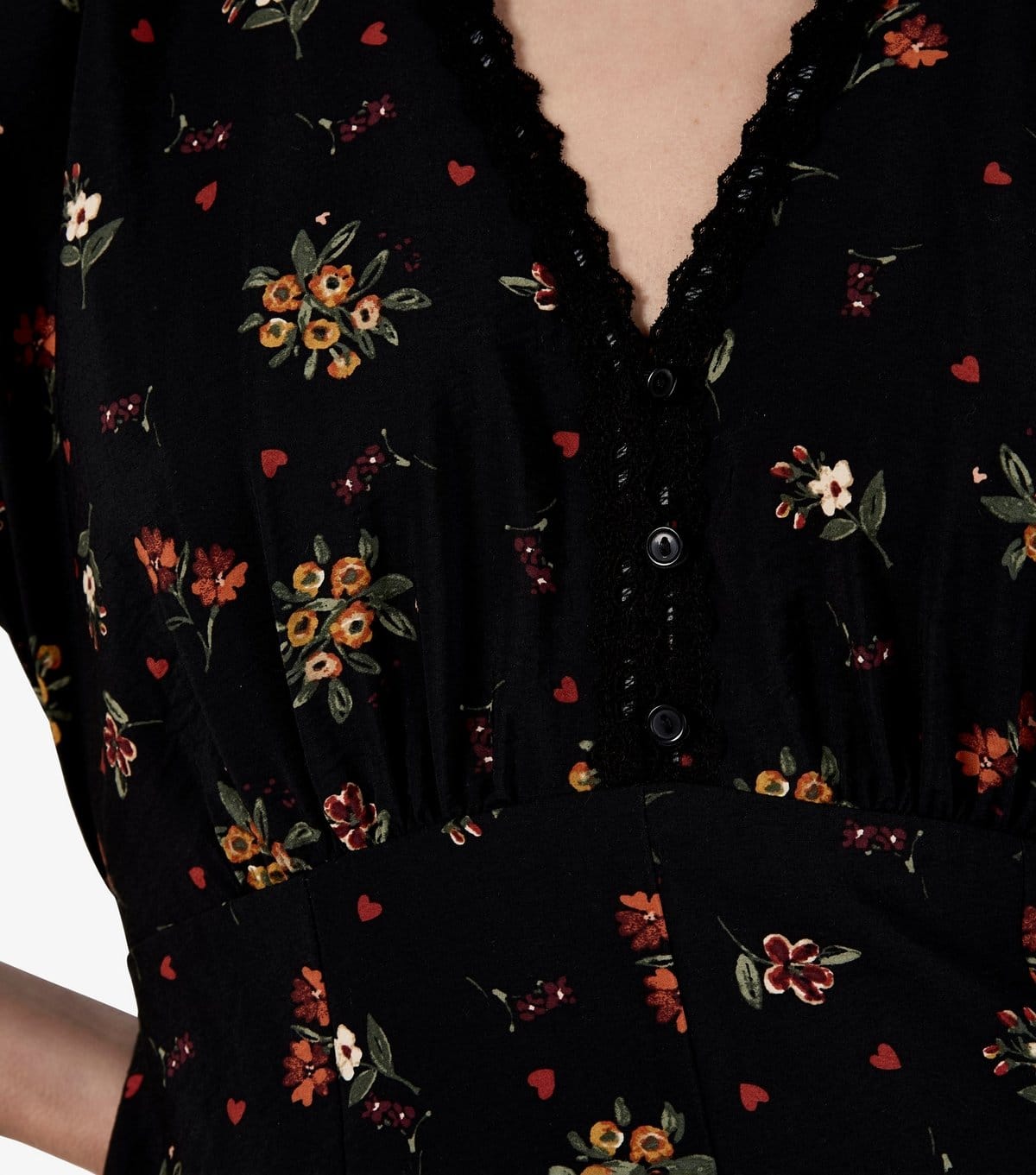 Apricot Women's Black Floral Heart Print Ditsy Dress Apricot New Look - 4