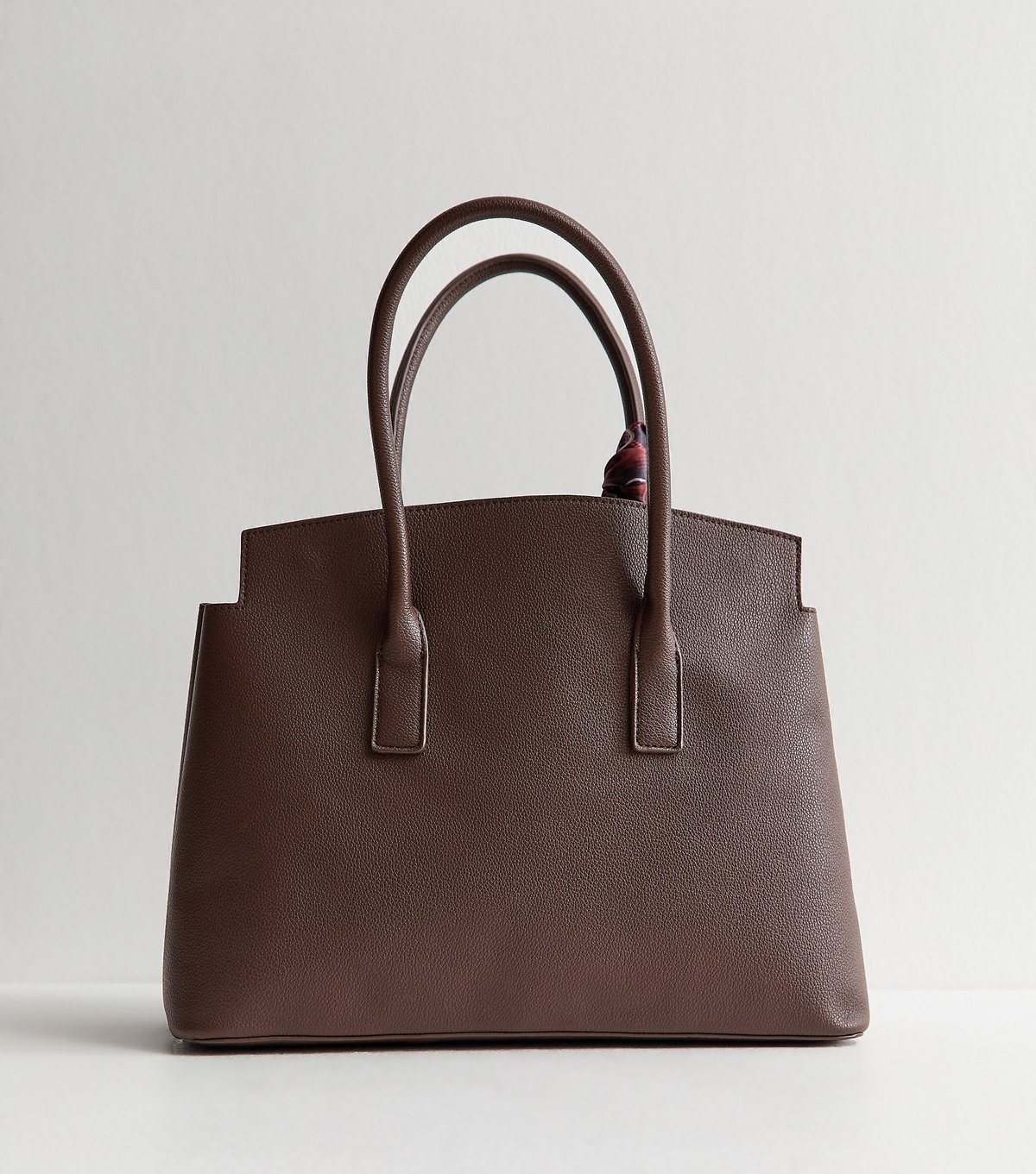 New Look Dark Brown Faux Leather Belted Scarf Tote Bag New Look - 4