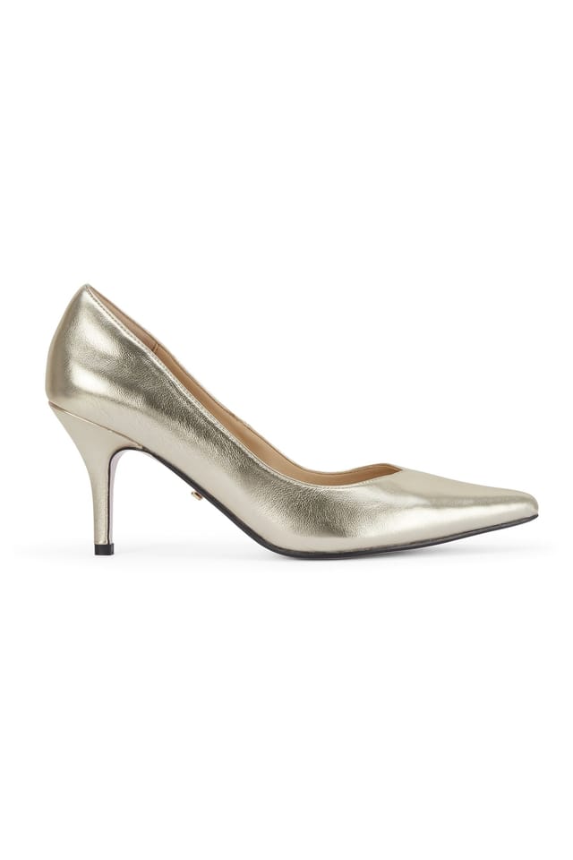 MALOW LONDON MALOW LONDON Women's Olivia Court Shoes PU/Patent Pointed Toe Stiletto Slip On Heels in Gold - 2