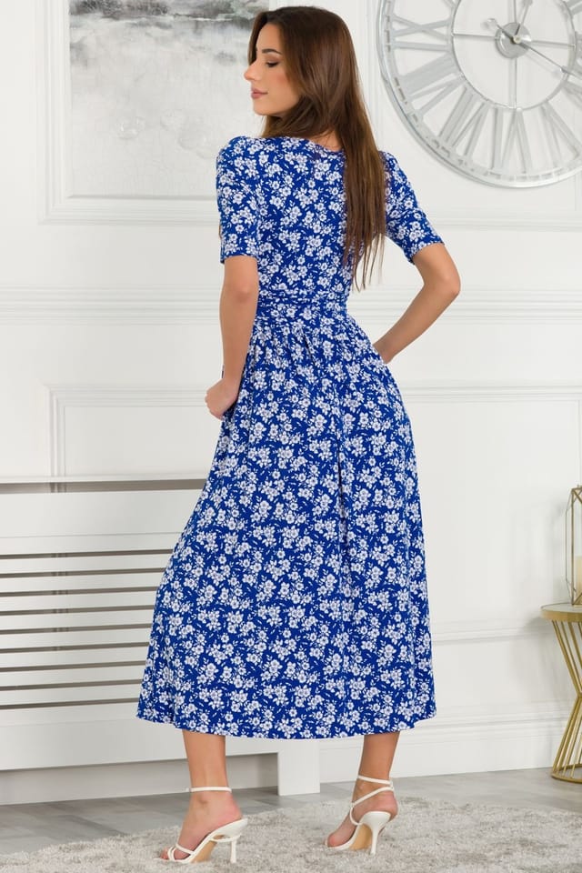 Jolie Moi Jolie Moi Women's Coleen Printed Jersey Maxi Dress in Blue - 2