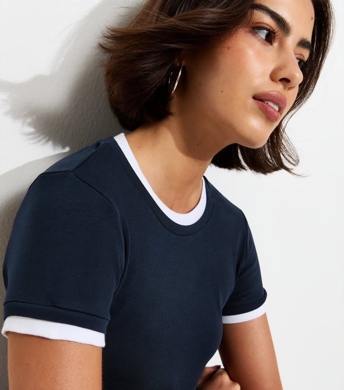 New Look Women's Navy Layered Baby Tee T-Shirt New Look