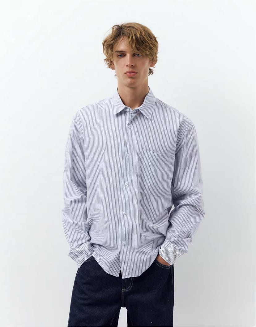 ASOS Pull&Bear Striped long sleeve shirt in striped - 1