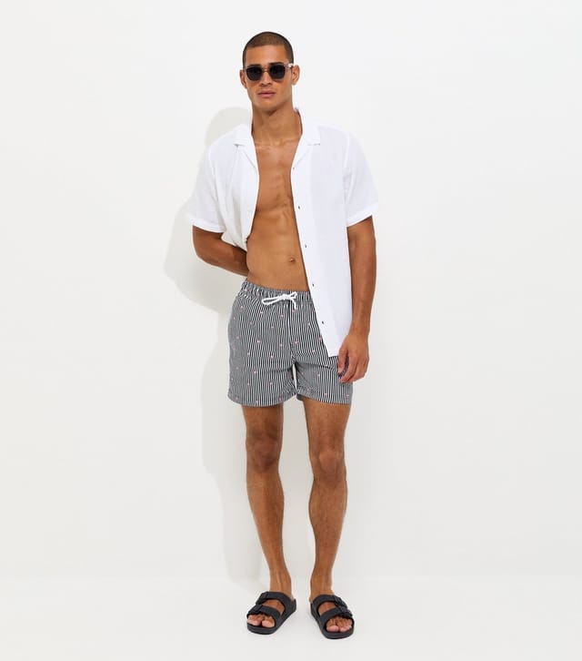 jack & jones Men's Navy Regular Fit Flamingo Stripe Print Swim Shorts Jack & Jones New Look - 2
