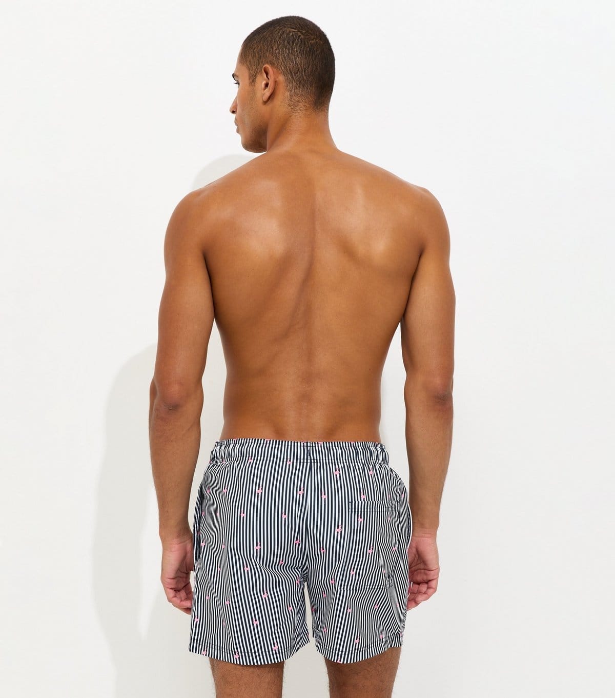 jack & jones Men's Navy Regular Fit Flamingo Stripe Print Swim Shorts Jack & Jones New Look - 4