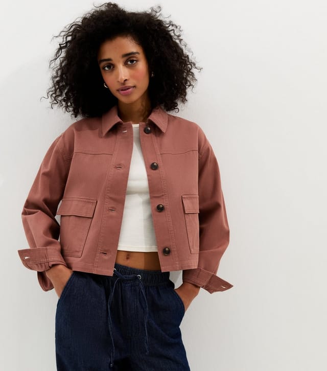 New Look Women's Pink Flap Pocket Cotton Shacket New Look - 2