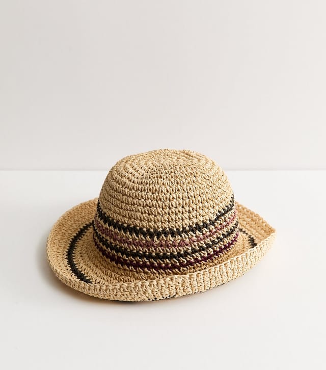 New Look Stone Striped Packable Straw Hat New Look - 2