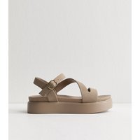 New Look Women's Light Brown Multi Strap Platform Sandals Vegan New Look - 3