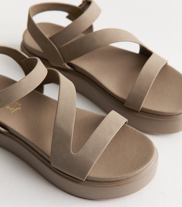 New Look Women's Light Brown Multi Strap Platform Sandals Vegan New Look - 3