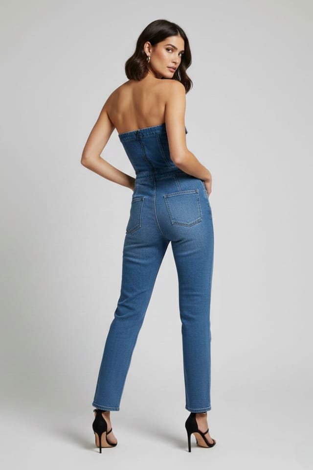 STYLEWISE STYLEWISE Women's Bandeau Denim - Jumpsuit in Blue - 2