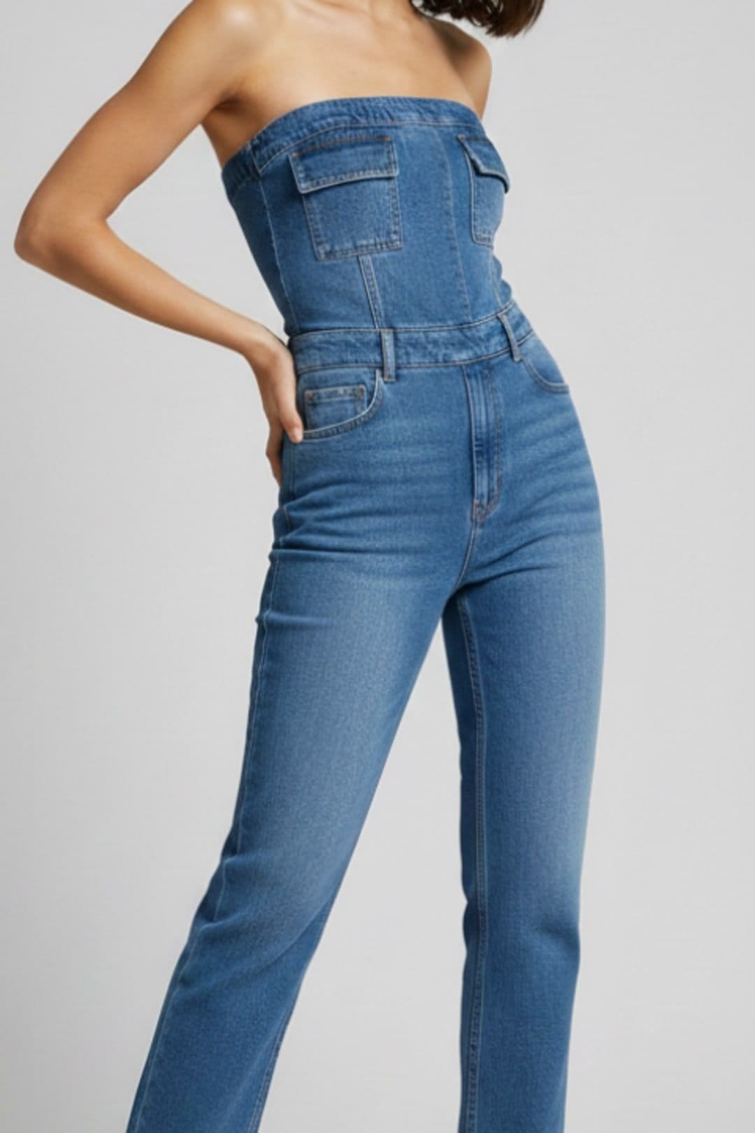 STYLEWISE STYLEWISE Women's Bandeau Denim - Jumpsuit in Blue - 4