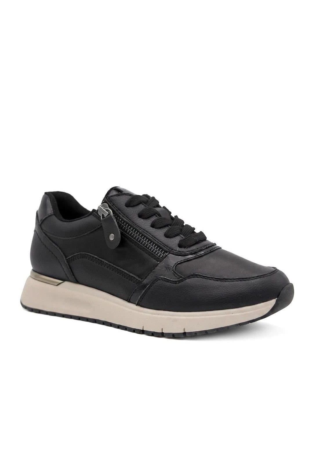 Pavers Pavers Women's Lightweight Zip & Lace Fasten Trainers in Black
