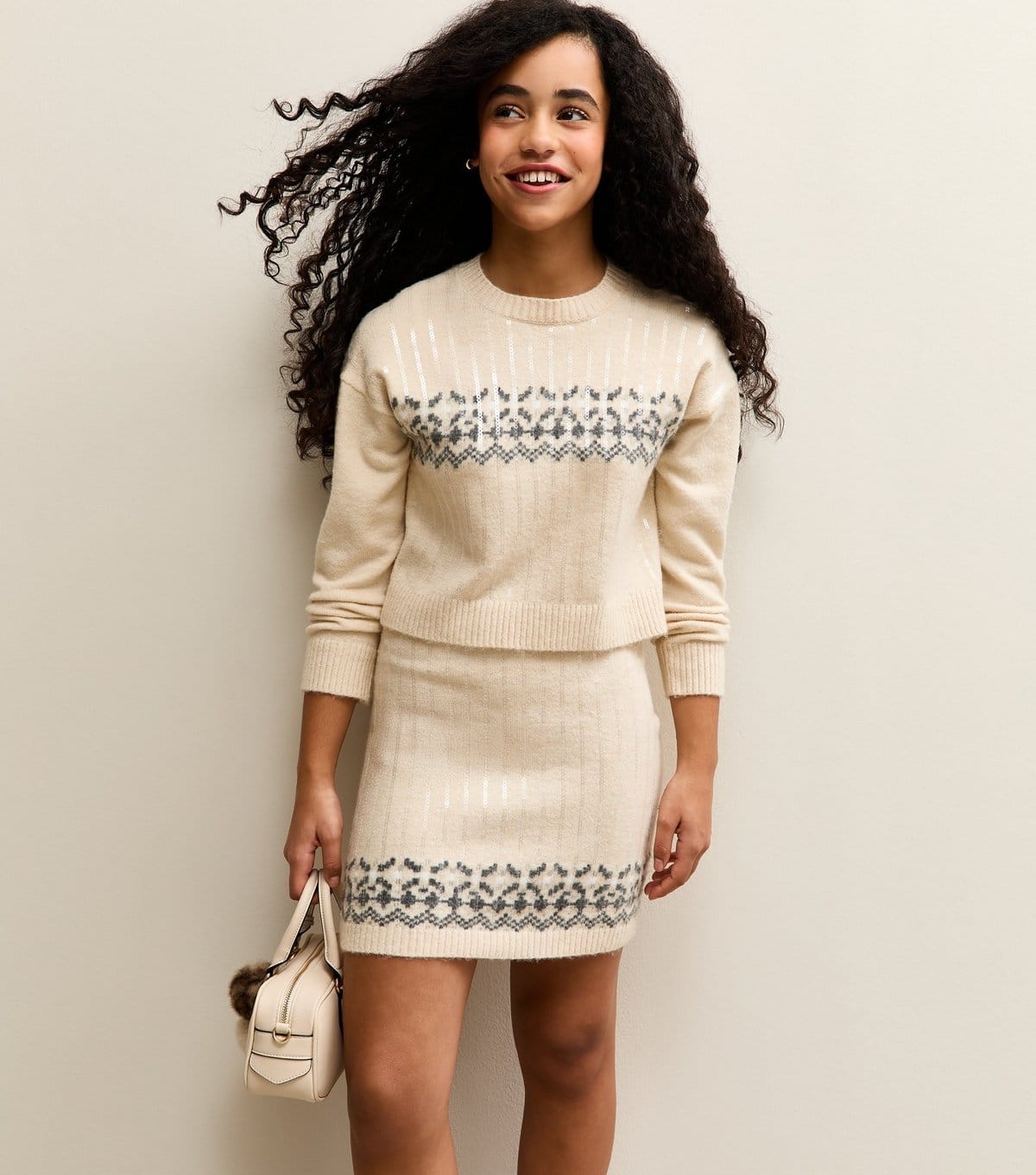 New Look Off White Knit Fairisle Jumper