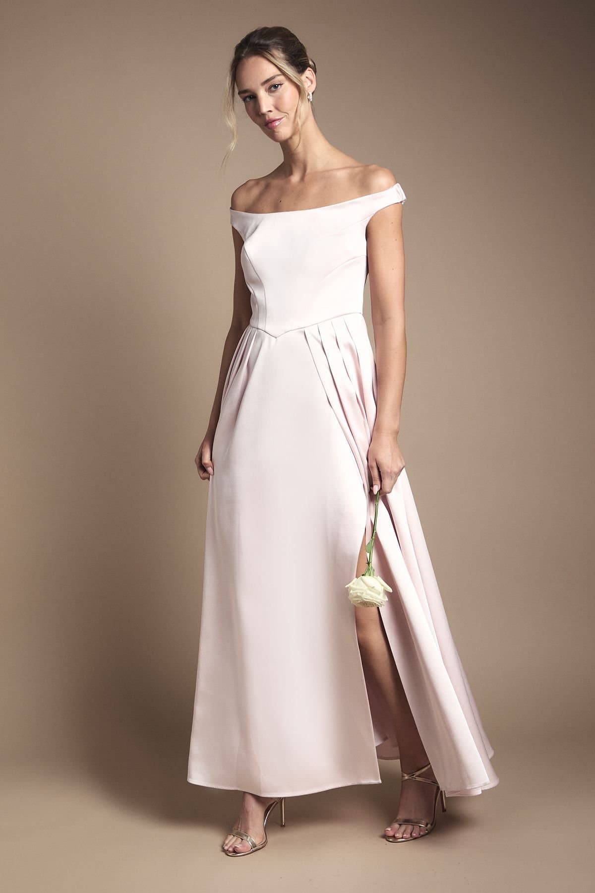 Coast Coast Women's Bandeau Double Layer Skirt Maxi Bridesmaid Dress in Blush