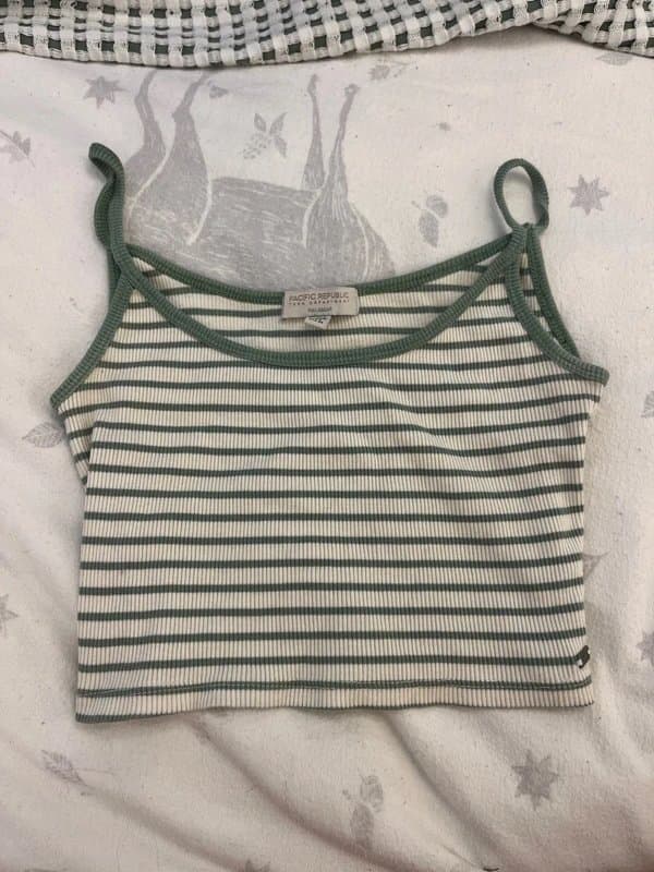 Bershka Green and white tank top