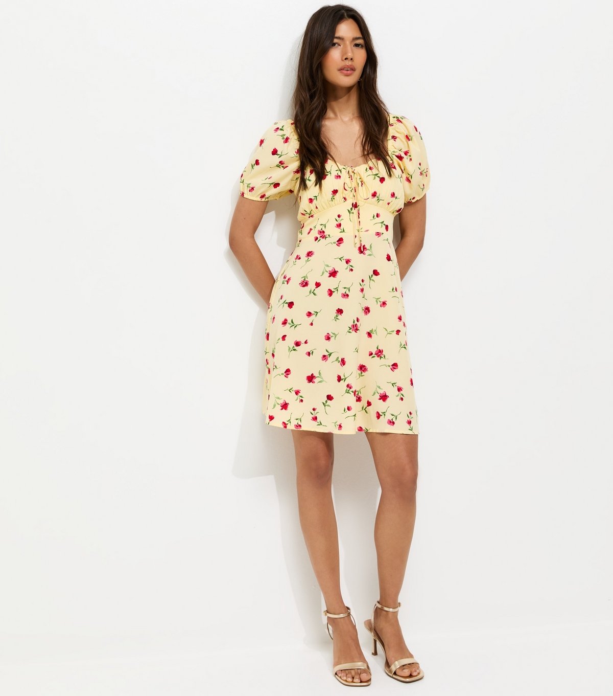 New Look Women's Light Yellow Rose Milkmaid Mini Dress New Look - 3