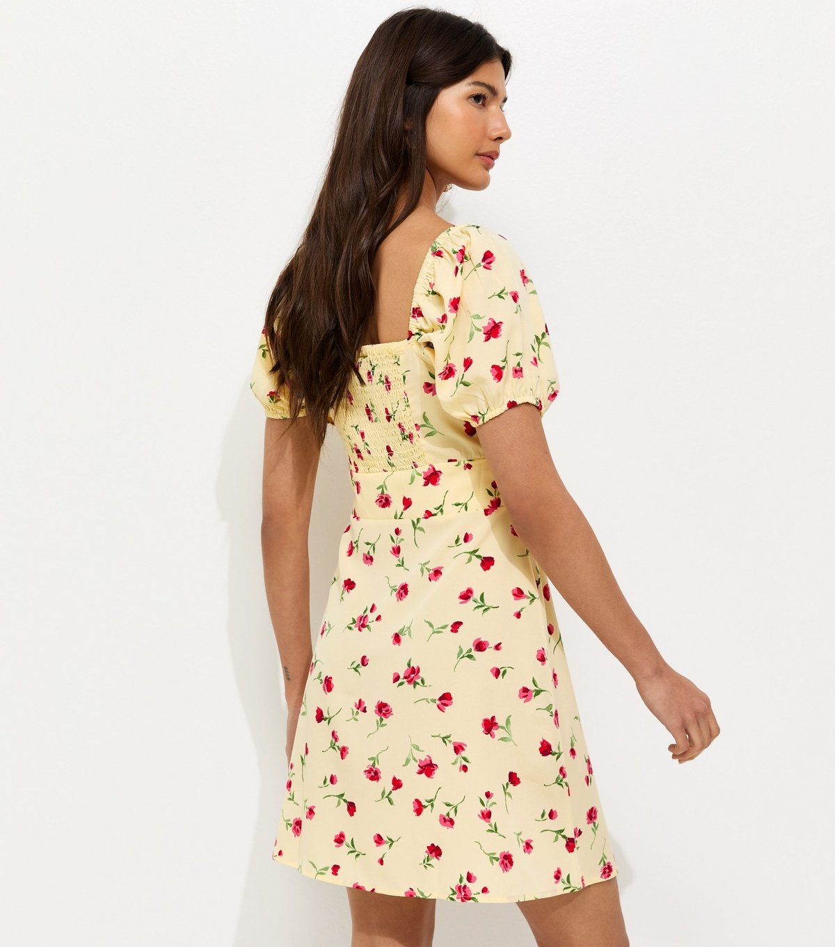New Look Women's Light Yellow Rose Milkmaid Mini Dress New Look - 4