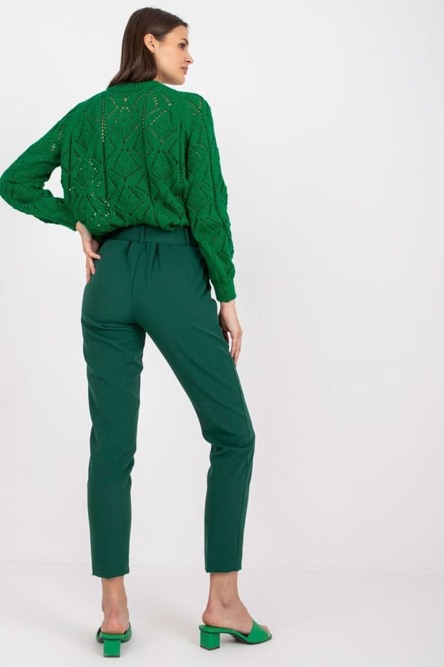 Love Lace Love Lace Women's High Waisted Pants Zip Button Belt Pockets in Green - 3