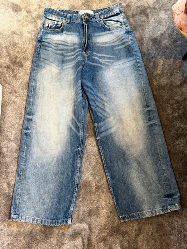 Bershka Bershka W32 Baggy Wide Leg Jeans Blue Y2K Skater Oversized Denim