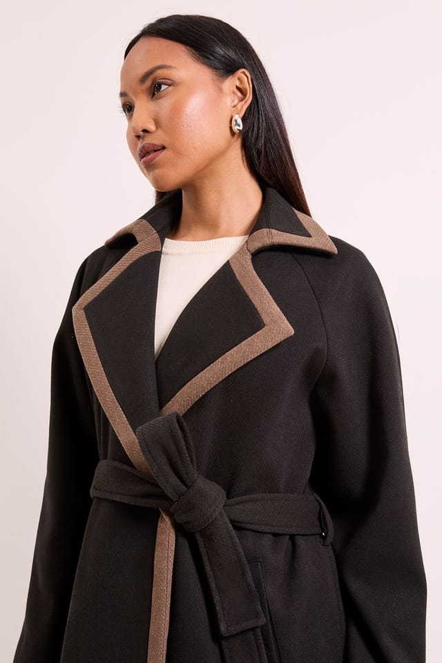 Wallis Wallis Women's Principles by Contrast Wrap Coat in Brown - 2