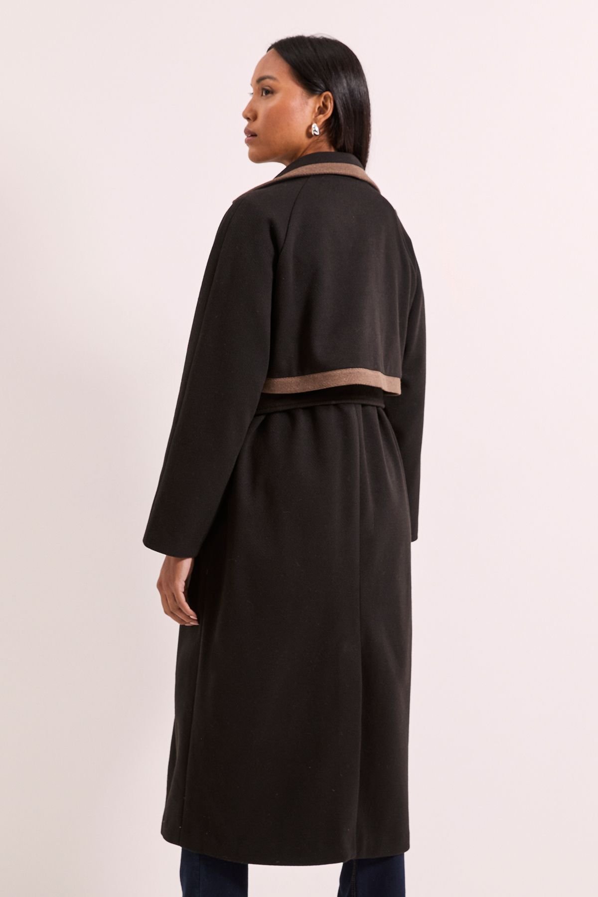 Wallis Wallis Women's Principles by Contrast Wrap Coat in Brown - 3