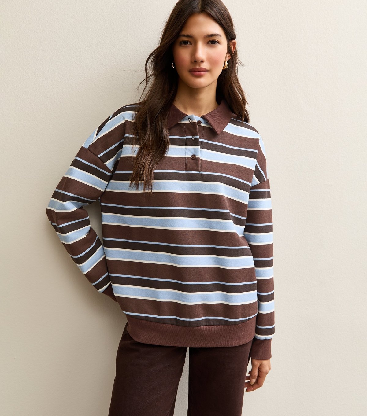 New Look Women's Brown Striped Rugby Sweatshirt New Look - 3