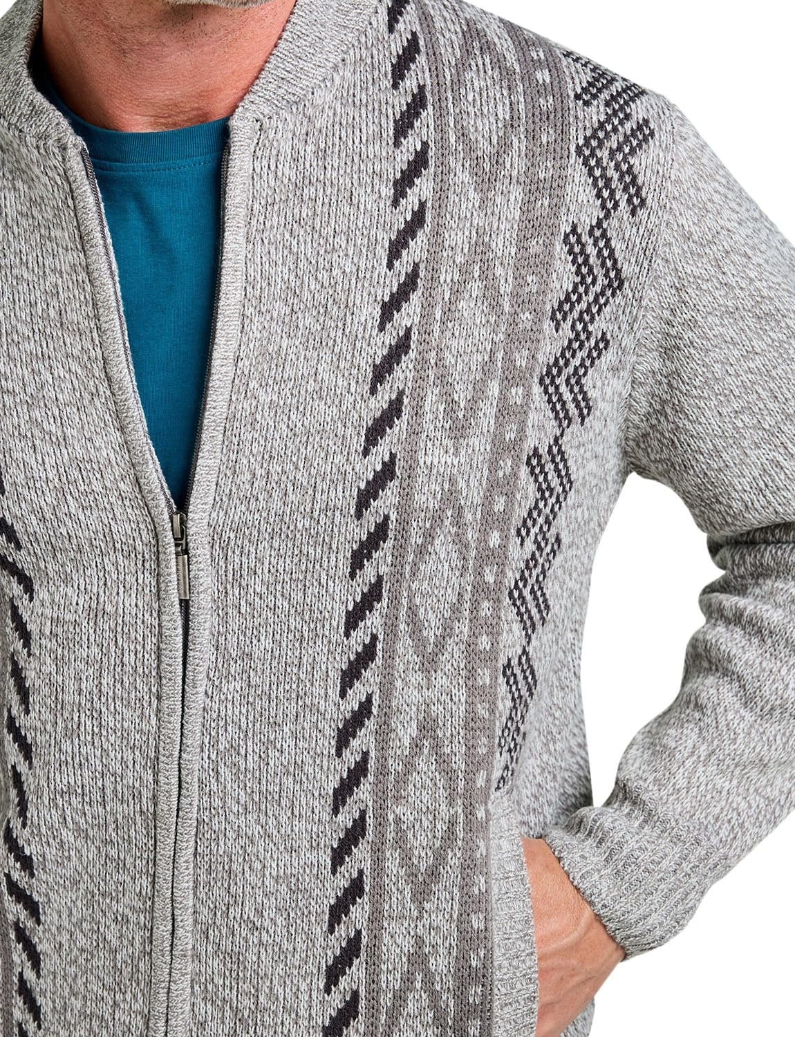 Tootal Tootal Men's Vertical Jacquard Zipper Cardigan in Grey - 4