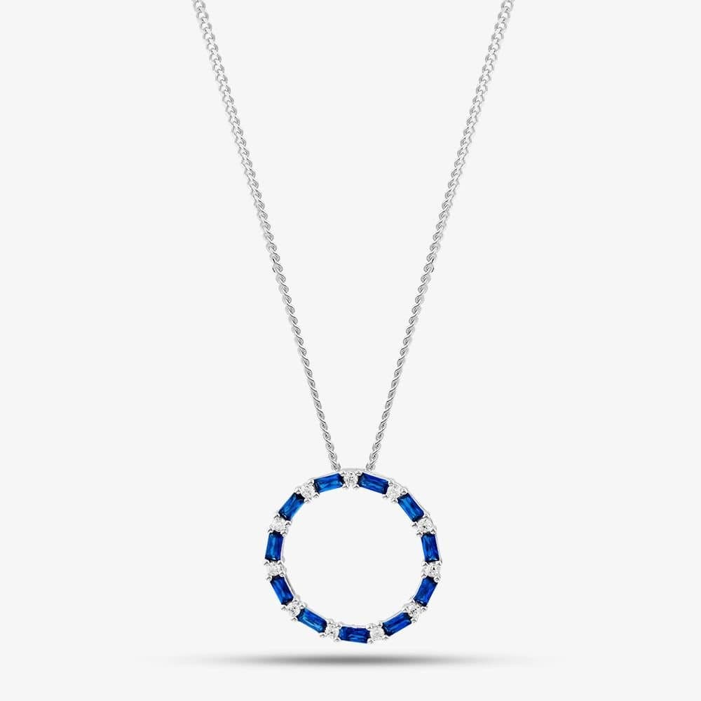 T.H.Baker T.H.Baker Blue Cubic Zirconia Circle Pendant Necklace