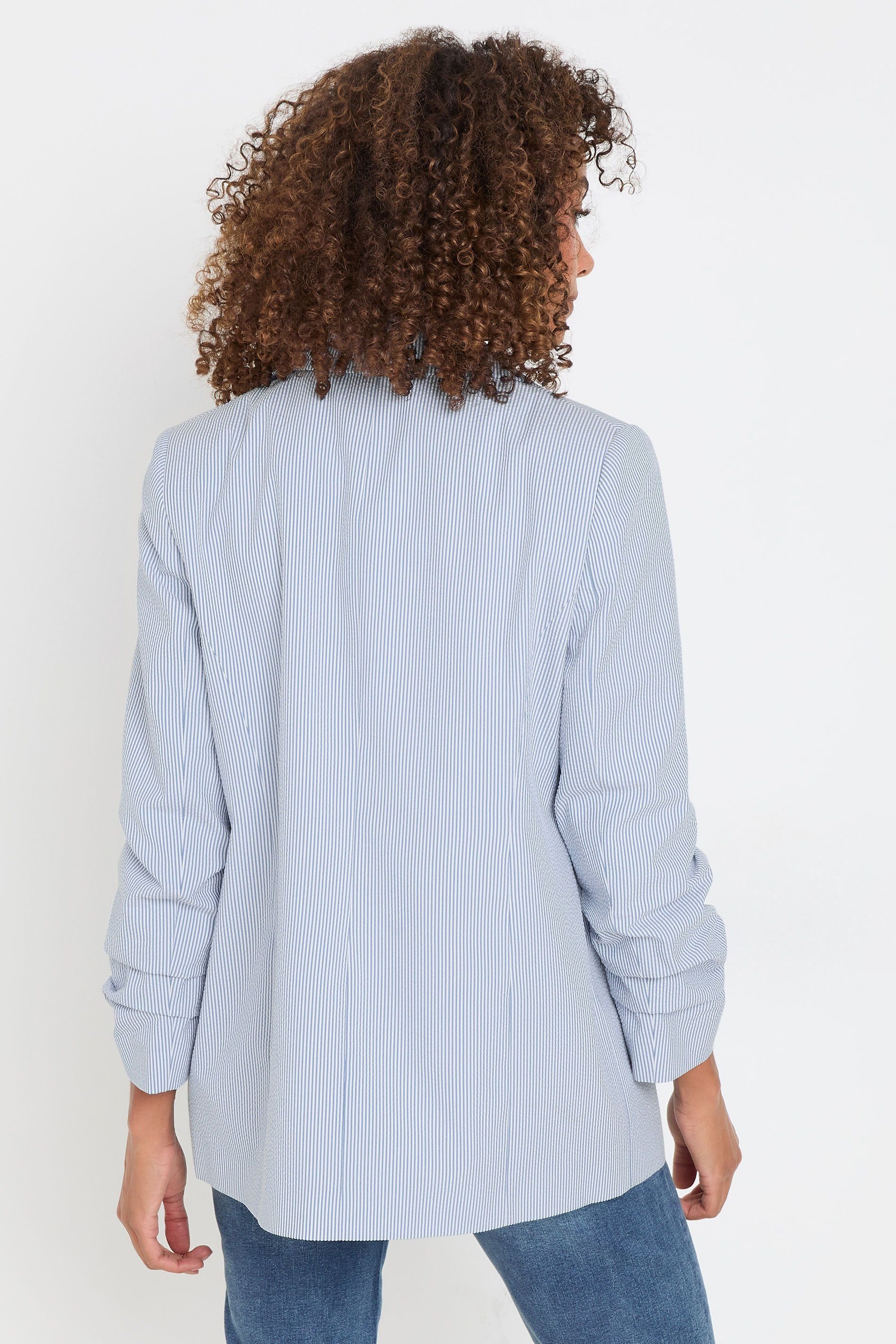 M&Co M&Co Women's Stripe Seersucker Blazer in Blue - 3