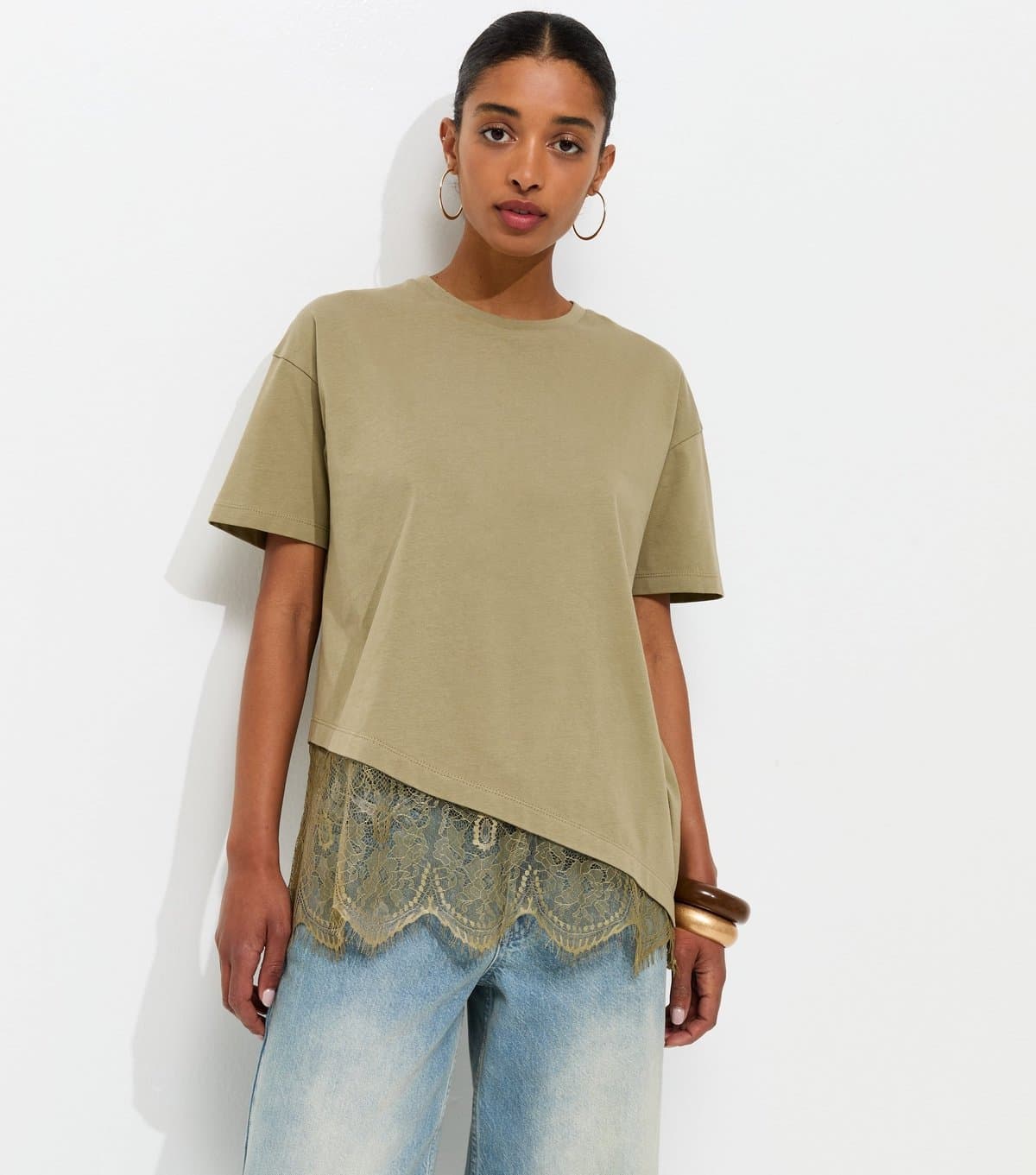 New Look New Look Olive Cotton Jersey Boxy T-Shirt