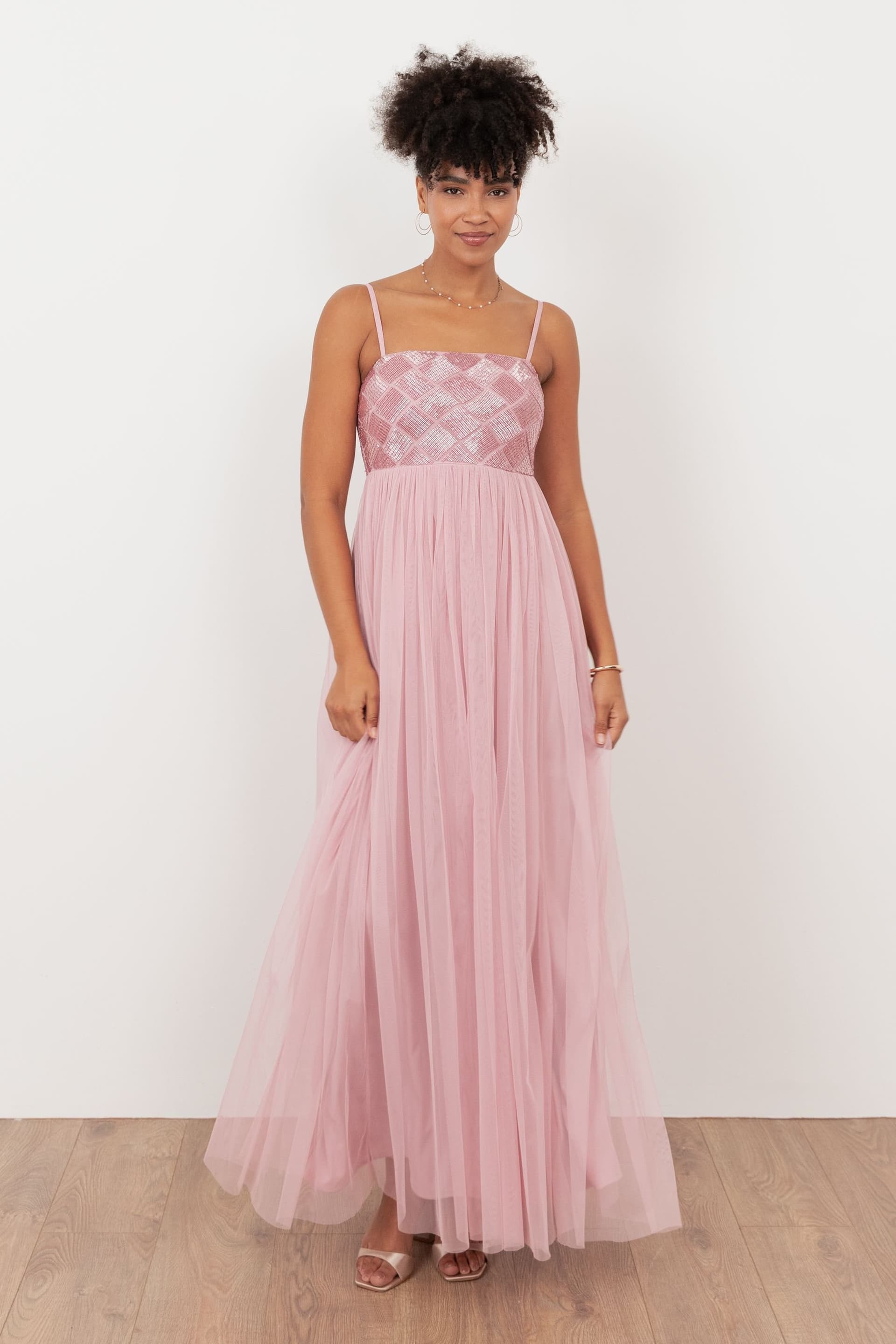 Maya Deluxe Maya Deluxe Women's Embellished Cami Maxi Dress in Light Pink