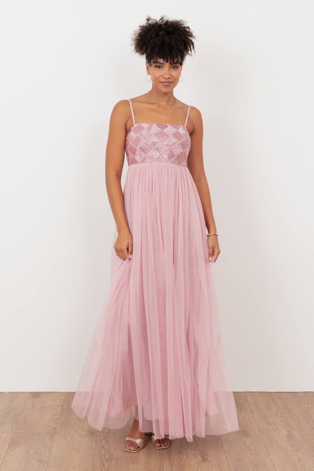 Maya Deluxe Maya Deluxe Women's Embellished Cami Maxi Dress in Light Pink - 4