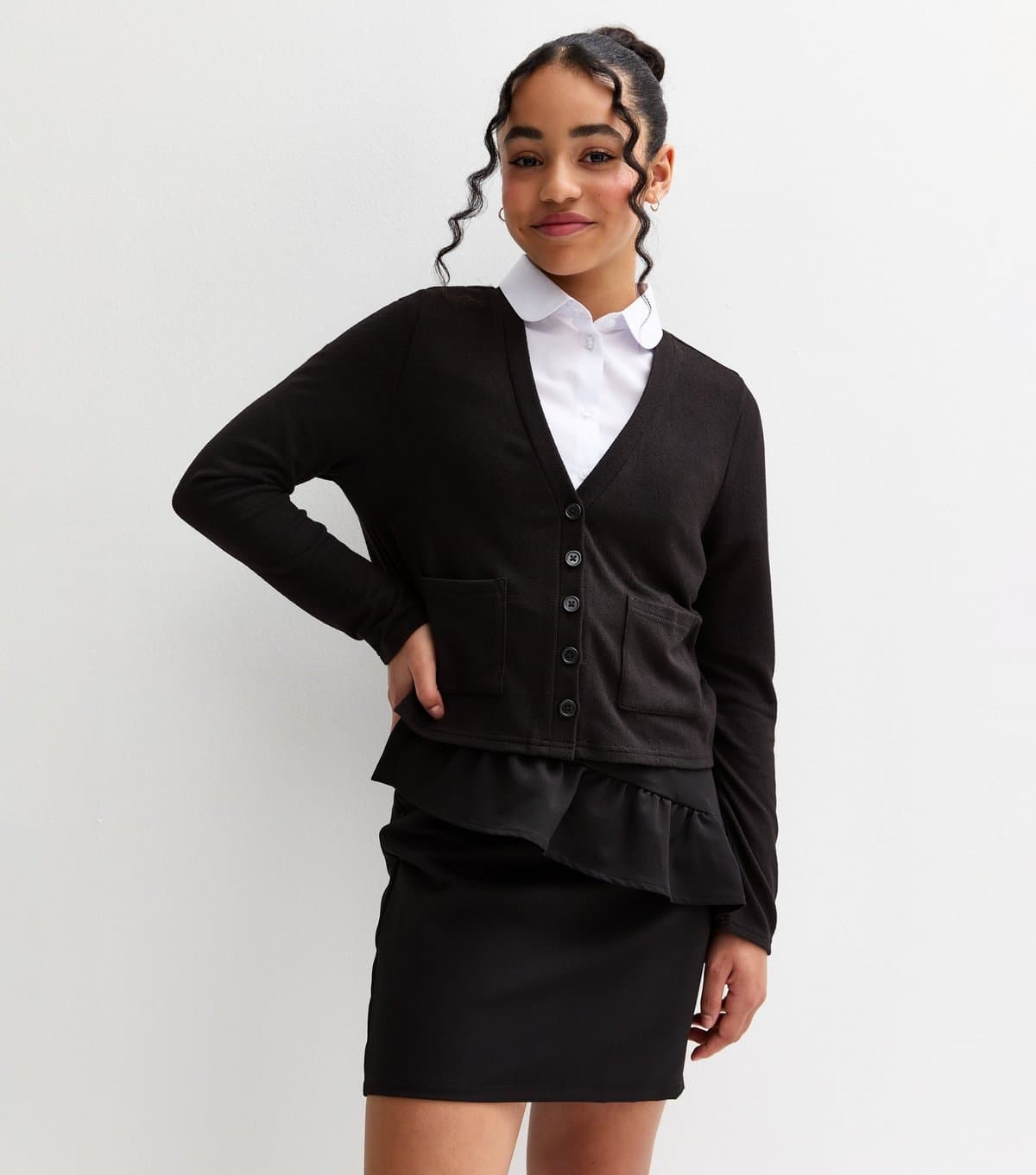 New Look Girls' Black Knit School Cardigan New Look