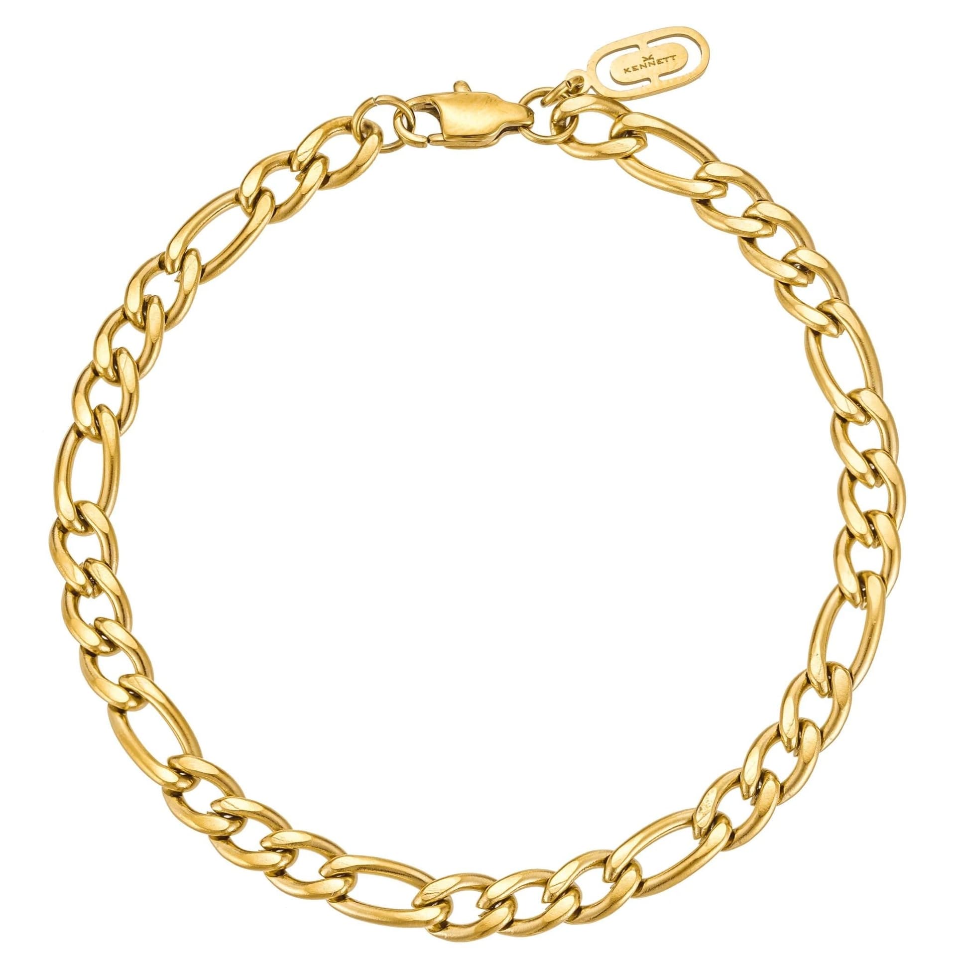 Kennett Kennett Men's Gold Figaro Chain Bracelet 5mm 19cm