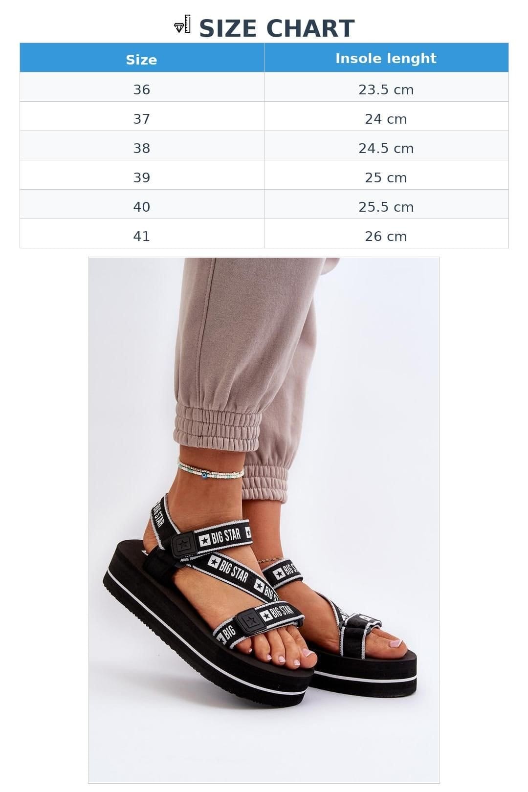 Love Lace Love Lace Women's Big Star Velcro Platform Sandals Comfortable Summer Shoes in Black - 4