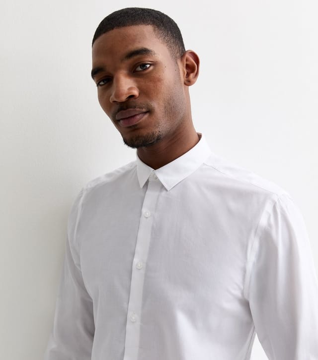 New Look Men's White Poplin Long Sleeve Shirt New Look - 2