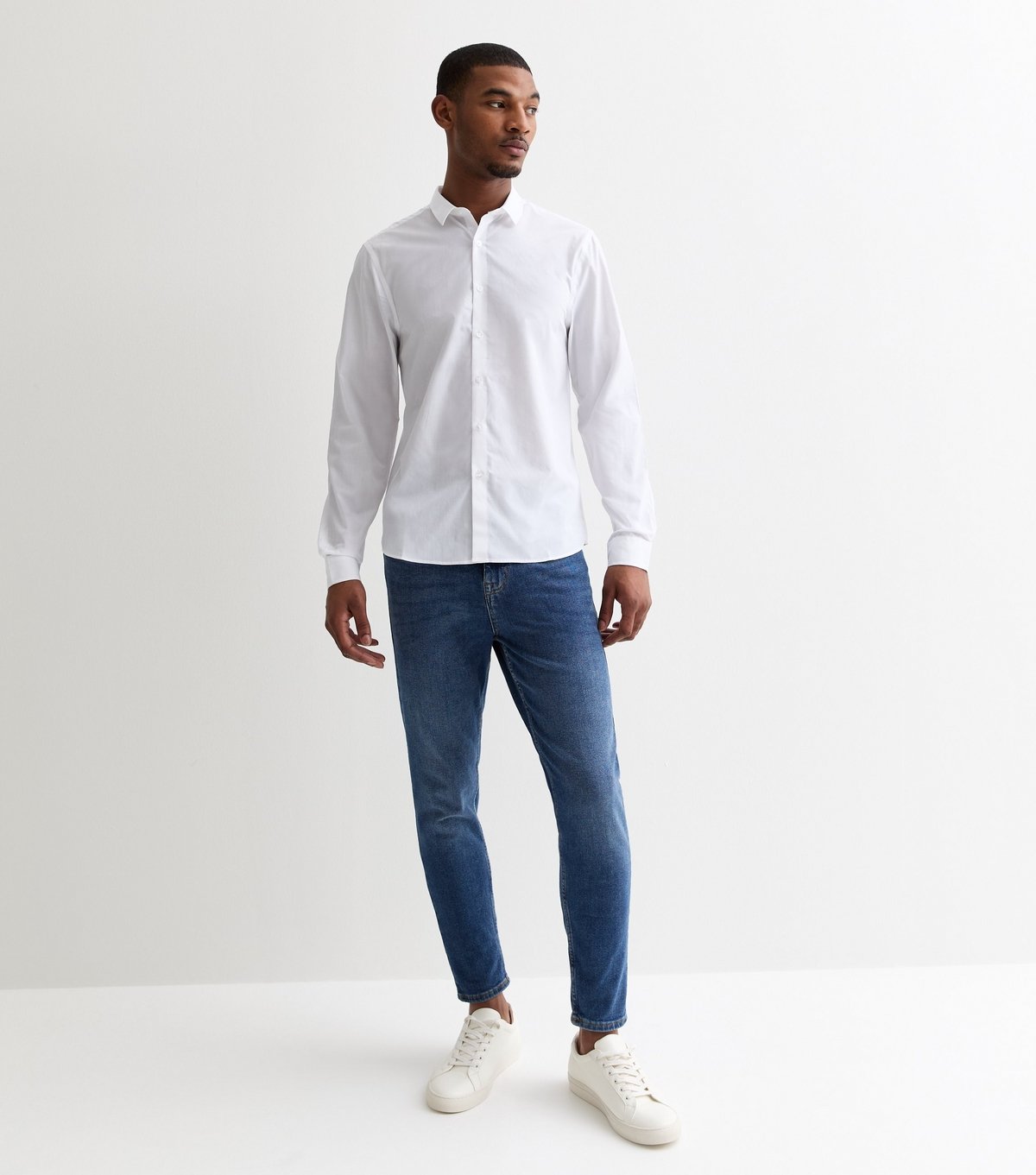 New Look Men's White Poplin Long Sleeve Shirt New Look - 3