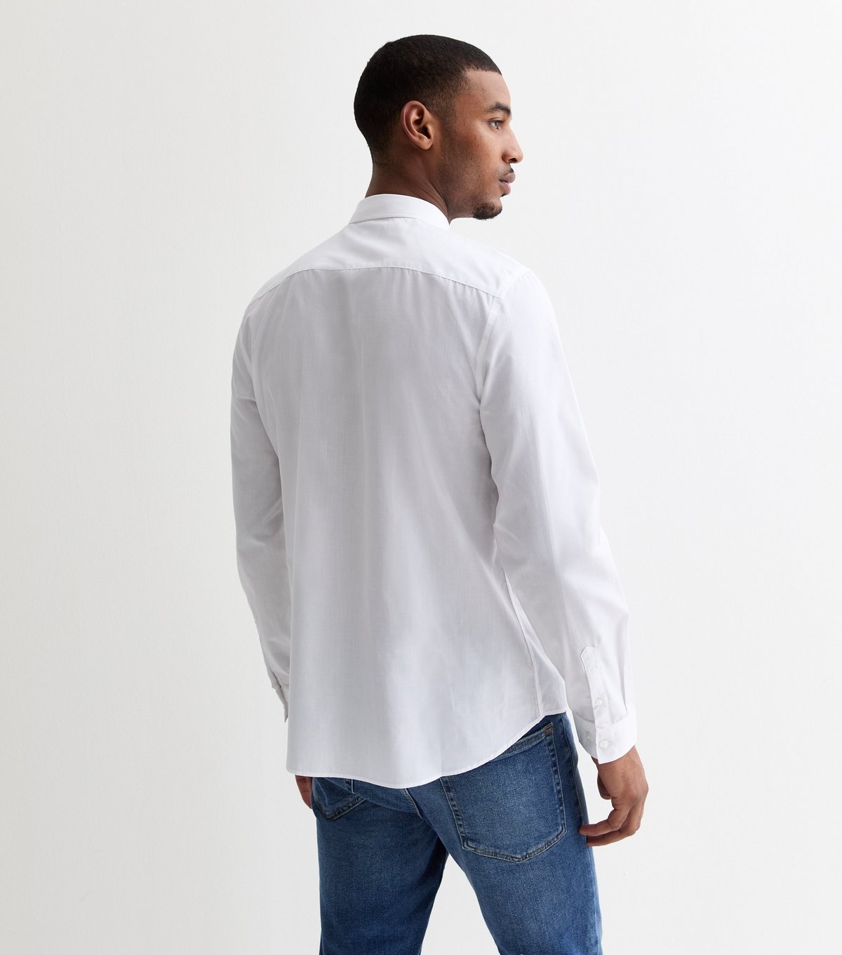 New Look Men's White Poplin Long Sleeve Shirt New Look - 4
