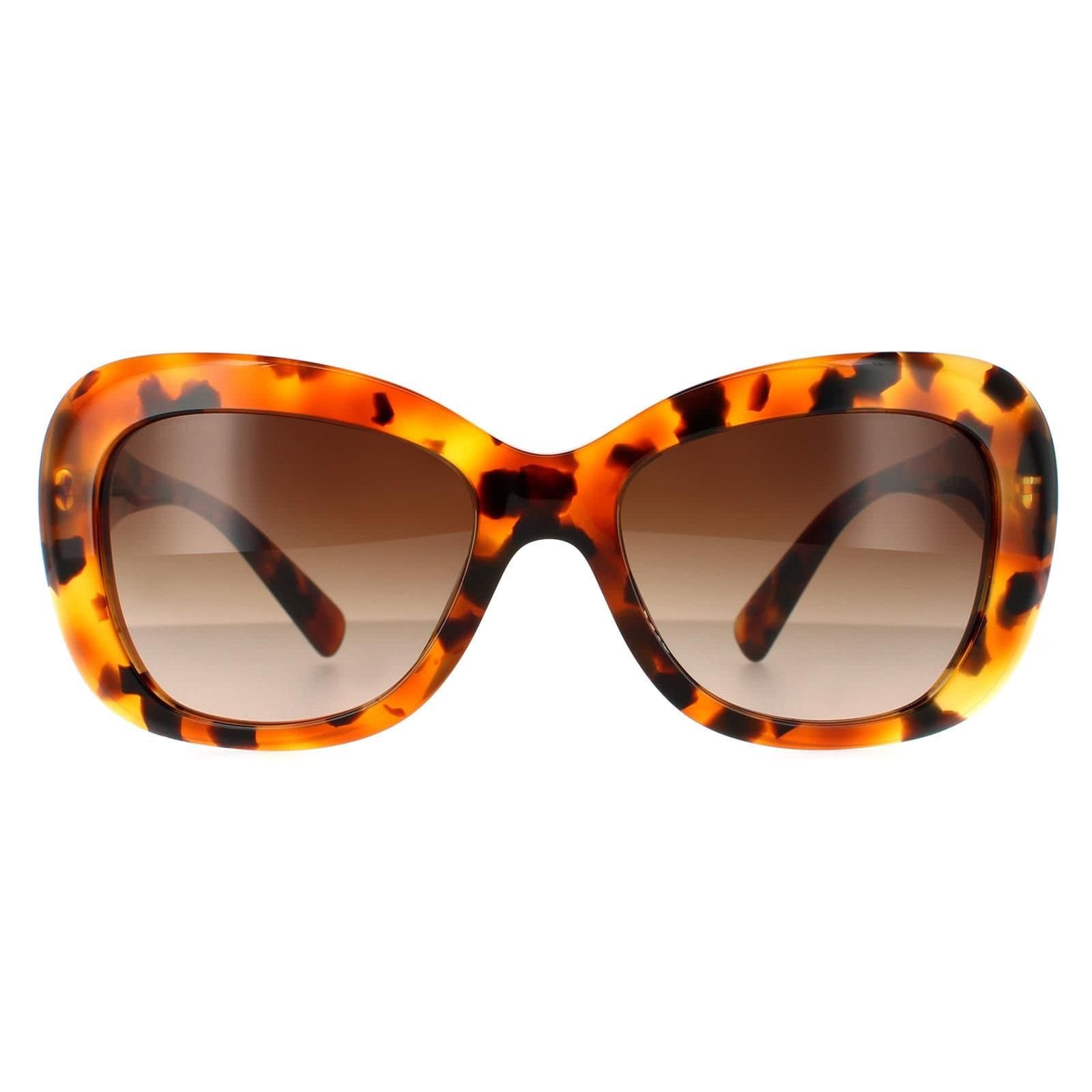 Versace Versace Women's Rectangle Light Havana Brown Gradient Sunglasses