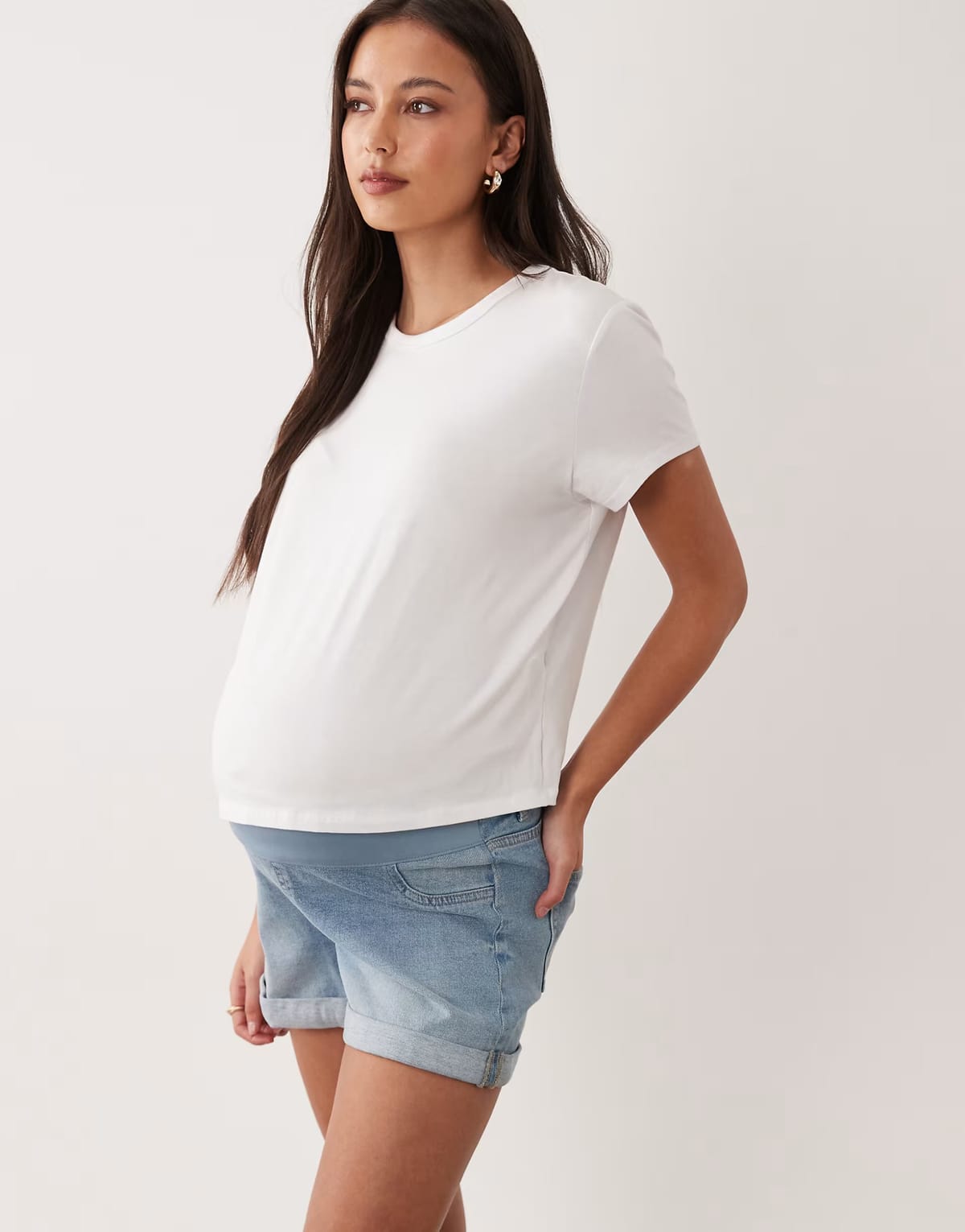 ASOS ASOS DESIGN Maternity denim comfort mom short in mid blue - 1