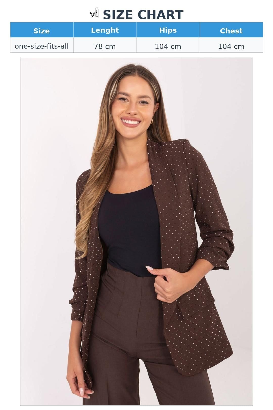 Love Lace Love Lace Women's Elegant Buttonless Jet Embellished Blazer in Brown - 4