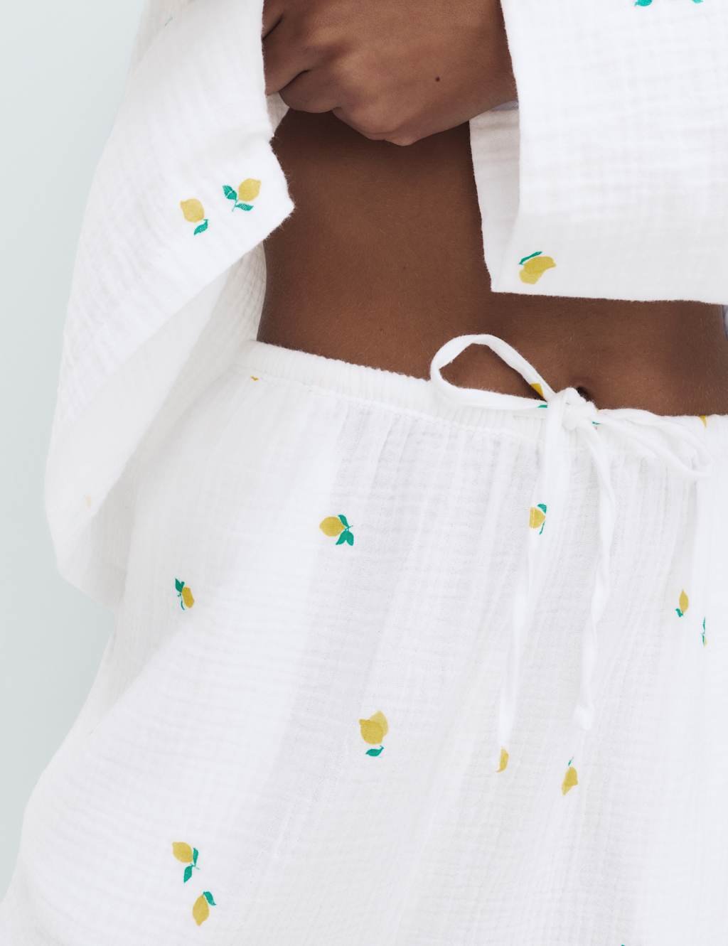 Marks & Spencer M&S Muslin Printed Revere Pyjama Set White Mix - 3