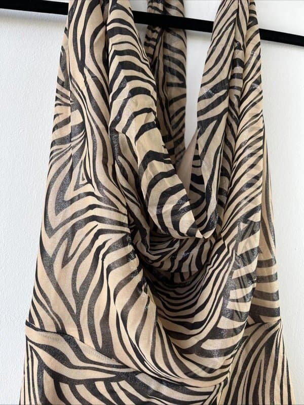New Look New look – metallic zebra halter neck dress – size 14 – brown/black