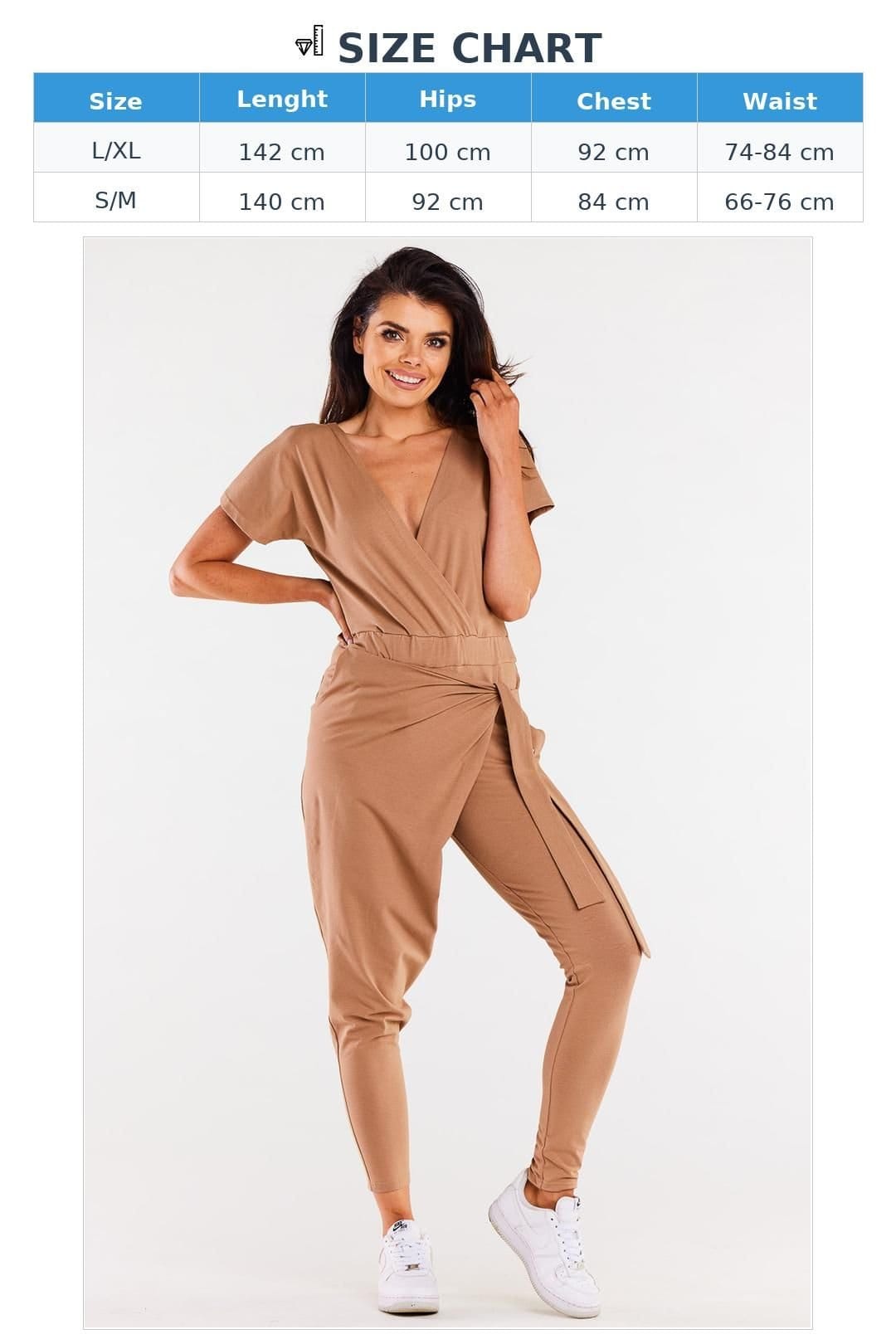 Love Lace Love Lace Women's Crinkled Envelope Jumpsuit with Pockets in Camel - 4