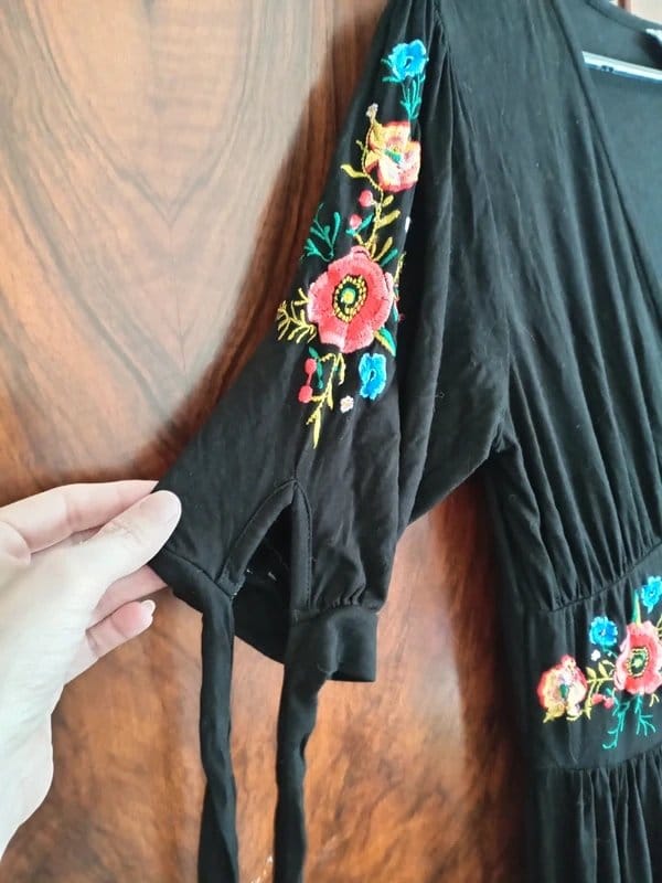 ASOS Black Embroidered Midi Dress